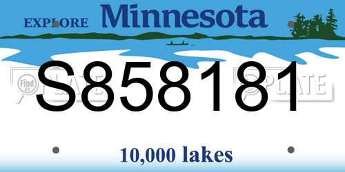 S858181 Minnesota License Plate