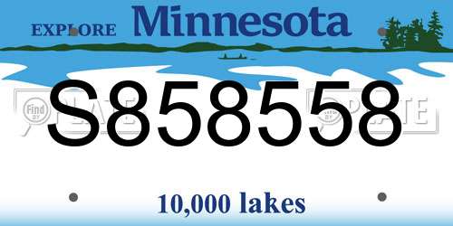 S858558 Minnesota License Plate