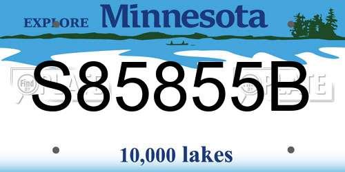 S85855B Minnesota License Plate