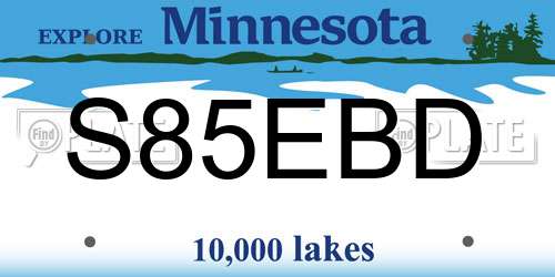 S85EBD Minnesota License Plate