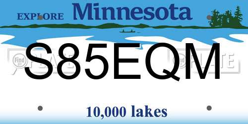 S85EQM Minnesota License Plate