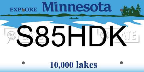 S85HDK Minnesota License Plate