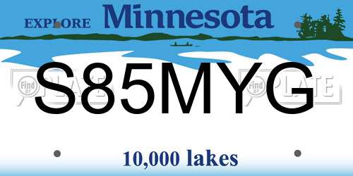 S85MYG Minnesota License Plate