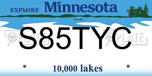 S85TYC Minnesota License Plate