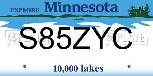 S85ZYC Minnesota License Plate