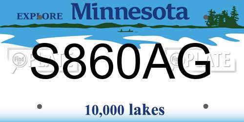 S860AG Minnesota License Plate