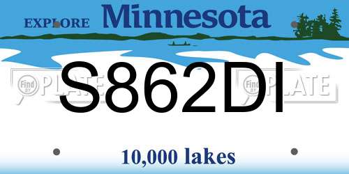 S862DI Minnesota License Plate