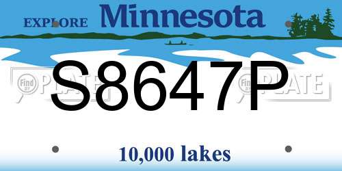 S8647P Minnesota License Plate