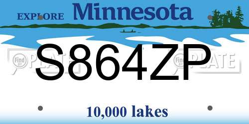 S864ZP Minnesota License Plate