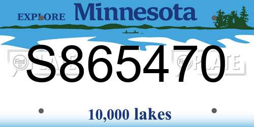 S865470 Minnesota License Plate