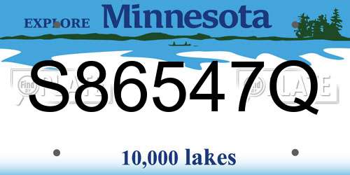 S86547Q Minnesota License Plate