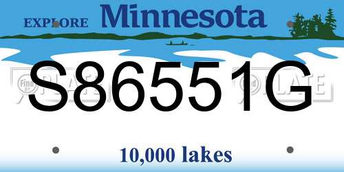 S86551G Minnesota License Plate