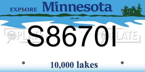S8670I Minnesota License Plate