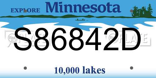 S86842D Minnesota License Plate