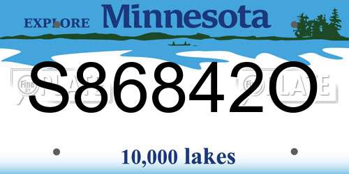 S86842O Minnesota License Plate