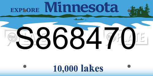 S868470 Minnesota License Plate