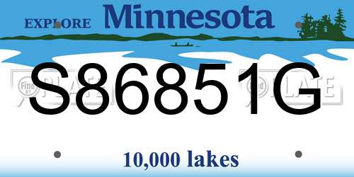 S86851G Minnesota License Plate