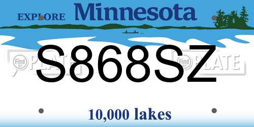 S868SZ Minnesota License Plate