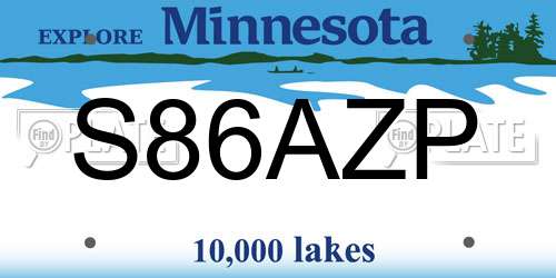 S86AZP Minnesota License Plate