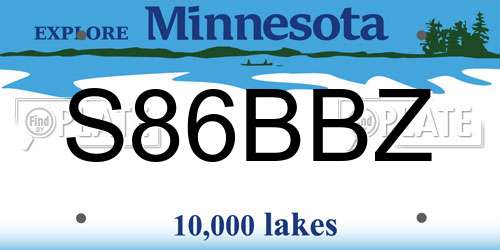 S86BBZ Minnesota License Plate