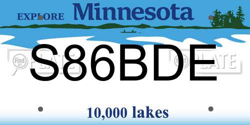 S86BDE Minnesota License Plate