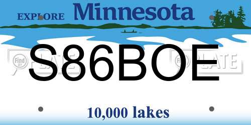S86BOE Minnesota License Plate