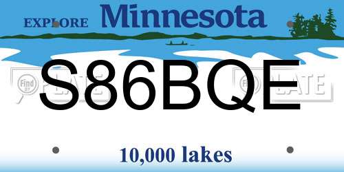 S86BQE Minnesota License Plate
