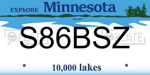 S86BSZ Minnesota License Plate