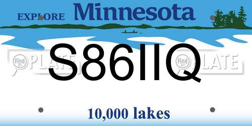S86IIQ Minnesota License Plate