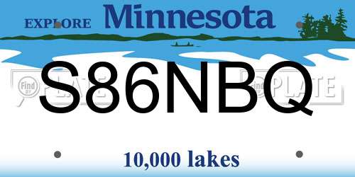 S86NBQ Minnesota License Plate