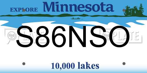 S86NSO Minnesota License Plate