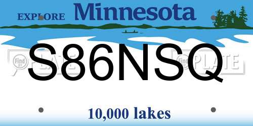 S86NSQ Minnesota License Plate