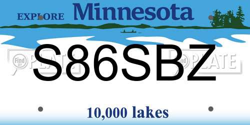 S86SBZ Minnesota License Plate