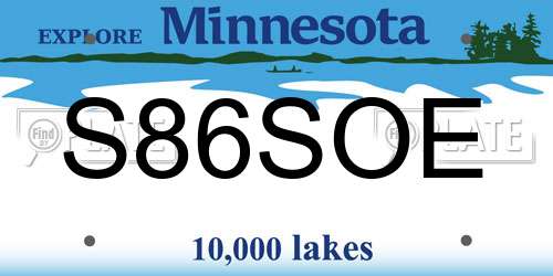 S86SOE Minnesota License Plate