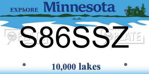 S86SSZ Minnesota License Plate