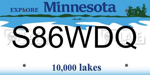 S86WDQ Minnesota License Plate