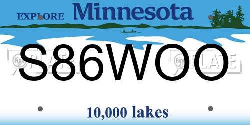 S86WOO Minnesota License Plate
