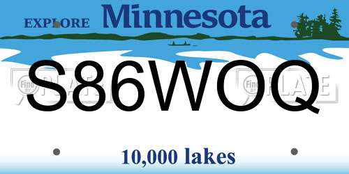 S86WOQ Minnesota License Plate
