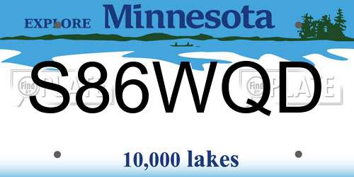 S86WQD Minnesota License Plate