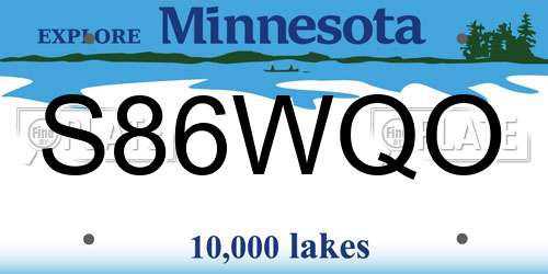 S86WQO Minnesota License Plate