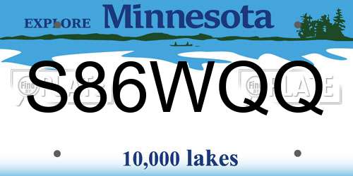 S86WQQ Minnesota License Plate