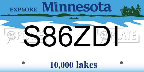 S86ZDI Minnesota License Plate