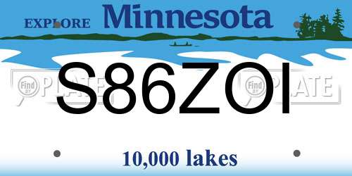 S86ZOI Minnesota License Plate