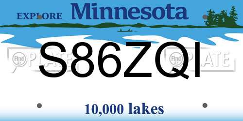 S86ZQI Minnesota License Plate
