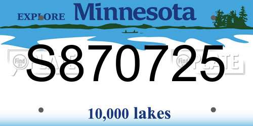 S870725 Minnesota License Plate