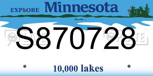 S870728 Minnesota License Plate