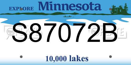 S87072B Minnesota License Plate