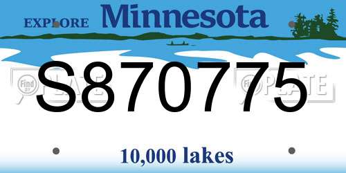 S870775 Minnesota License Plate