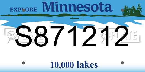 S871212 Minnesota License Plate