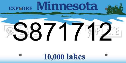 S871712 Minnesota License Plate